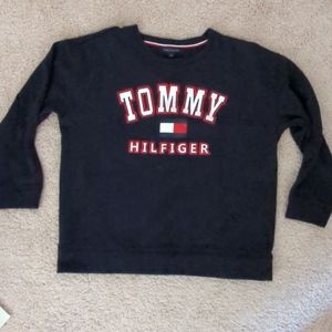 Tommy Hilfiger Women's Size L Sweatshirt Navy Logo Streetwear -19lp